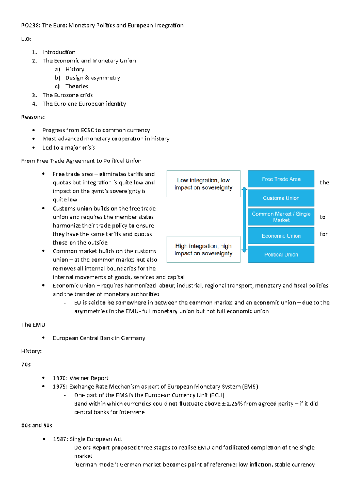 W9 - EMU - Lecture notes 9 - PO238: The Euro: Monetary Politics and ...