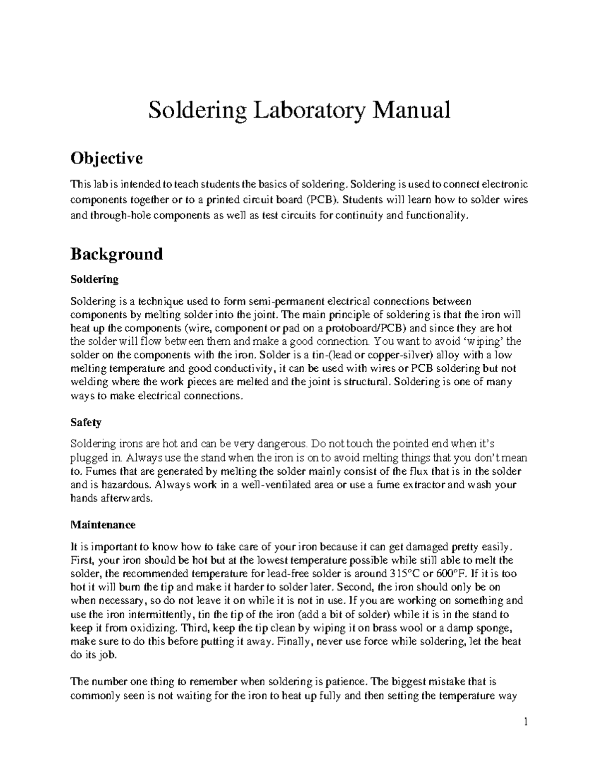 Soldering Lab Manual f24: Basics, Safety, and Techniques - Studocu