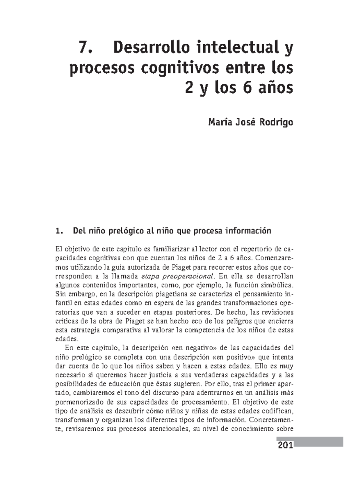 Desarrollo intelectual y procesos cognitivos entre 2 y 6 años: Análisis ...