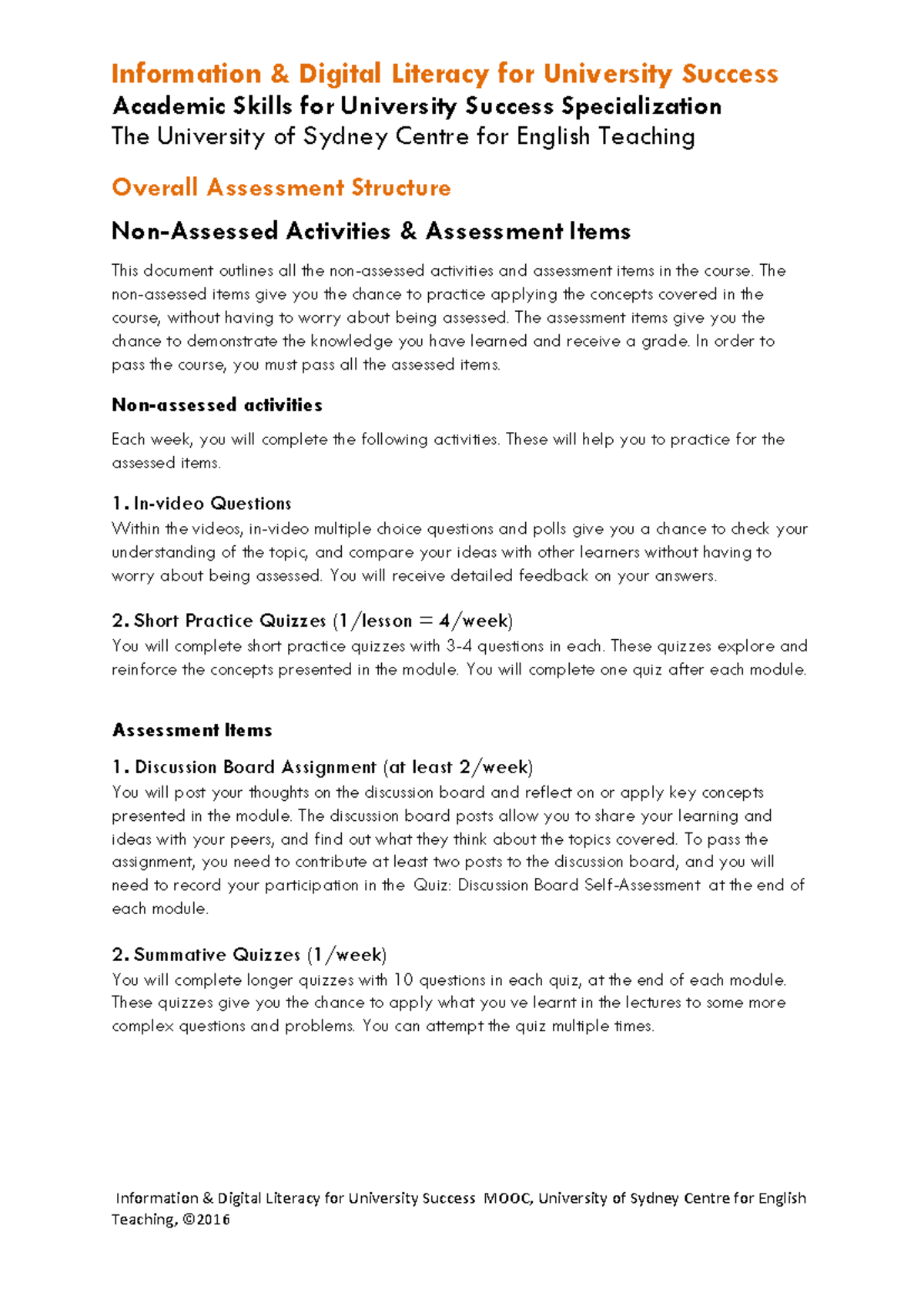 Information & Digital Literacy Assessment Structure Guide - Studocu
