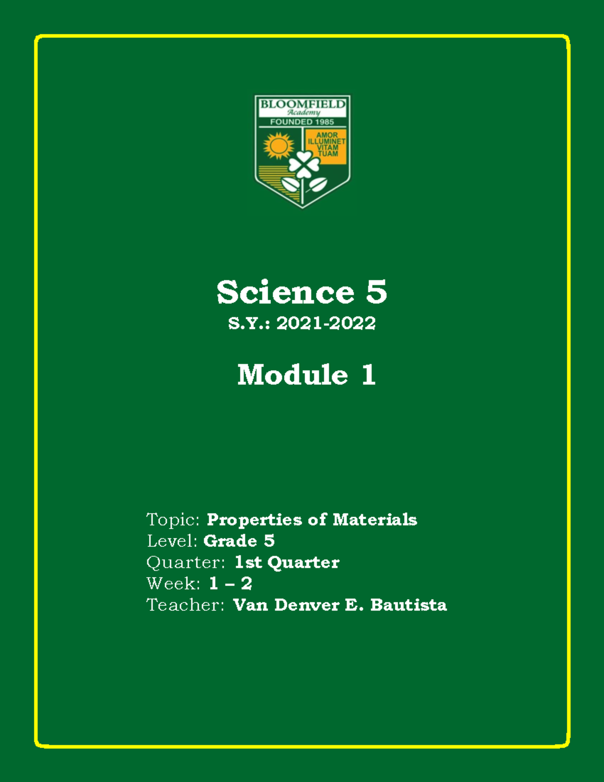 Science 5 M1 Q1 - Properties of Materials Lecture Notes - Studocu