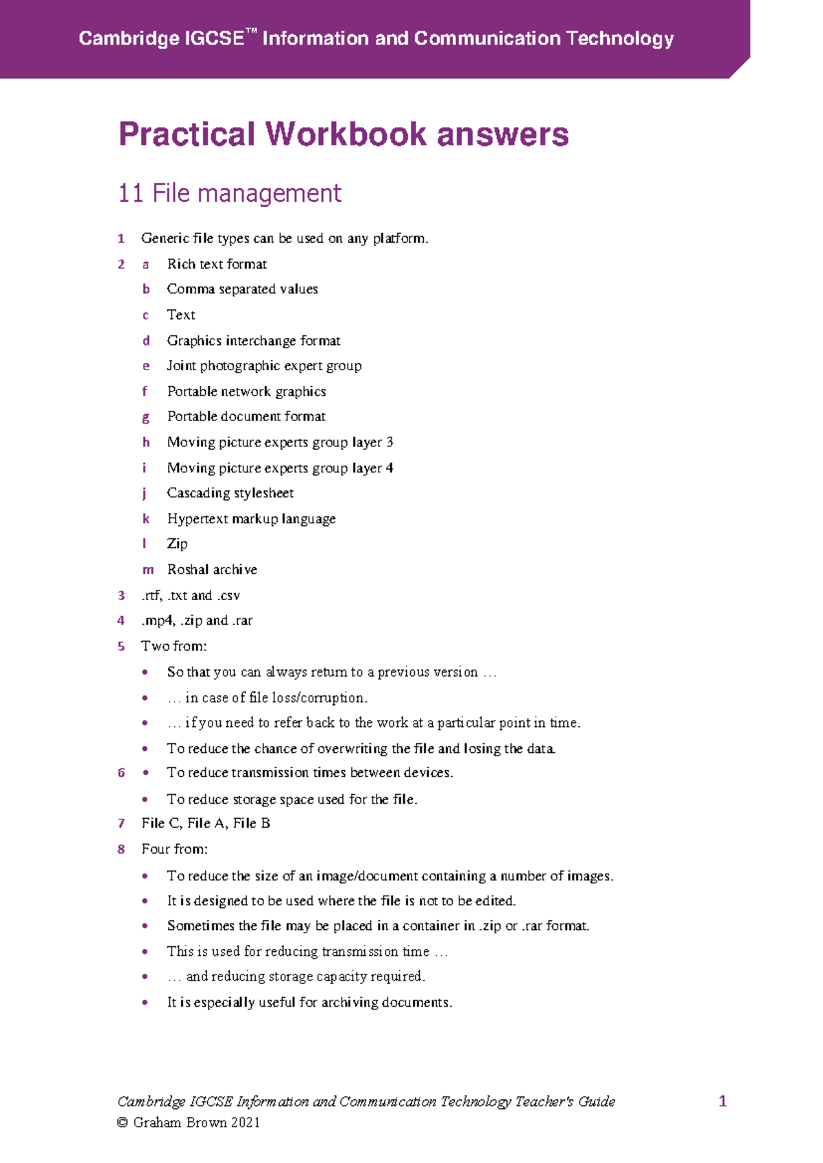 Cambridge IGCSE ICT Practical Workbook Answers: File Management & Image ...