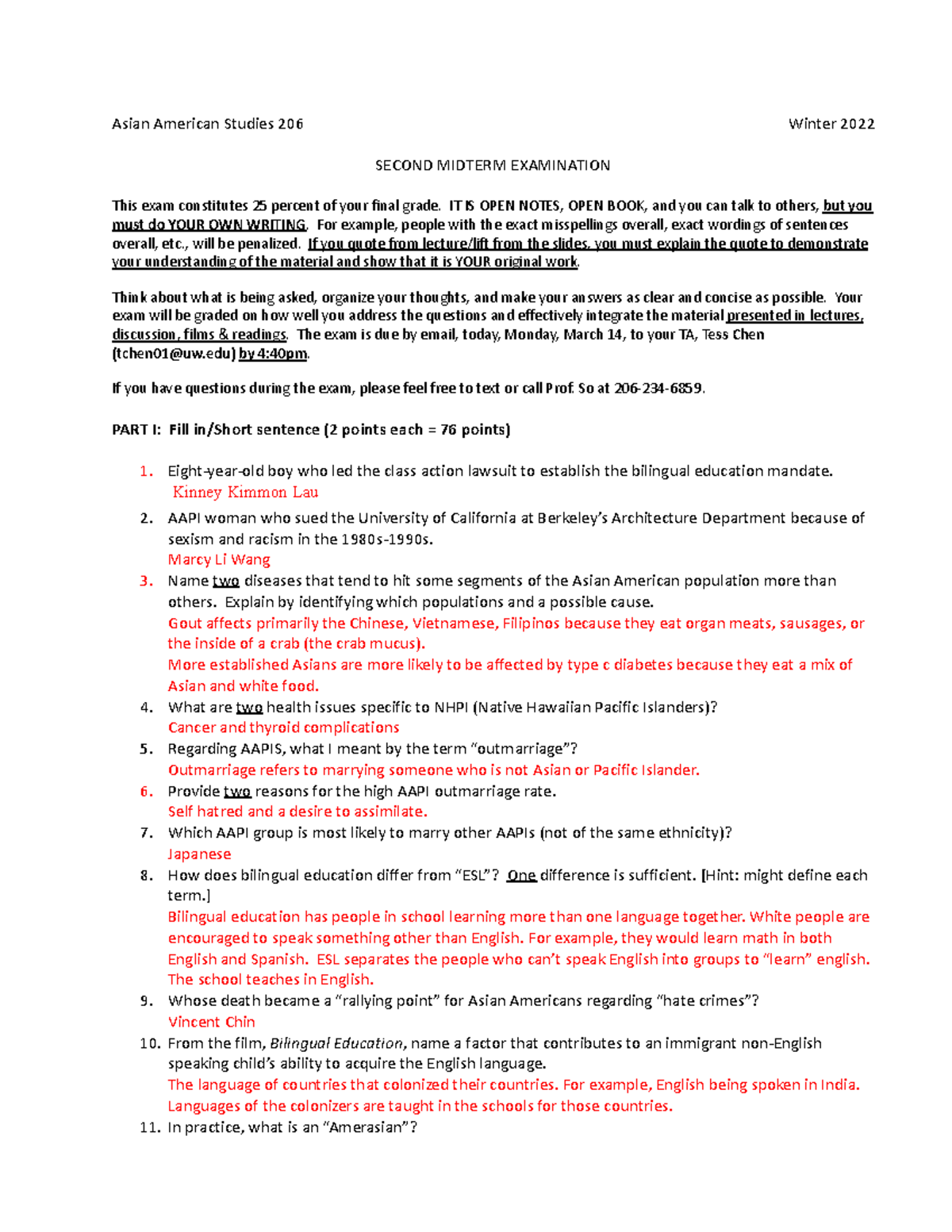 AAS206 finalwinter 2022 - Asian American Studies 206 Winter 2022 SECOND ...
