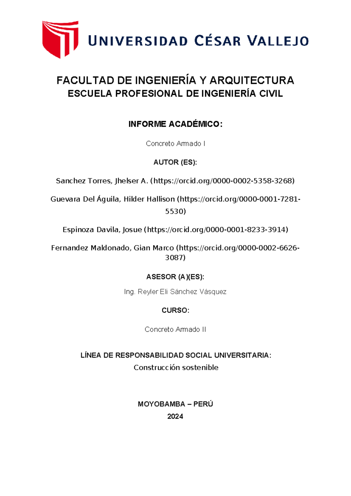 Informe Académico: Concreto Armado II - Grupo 2 - Document Preview