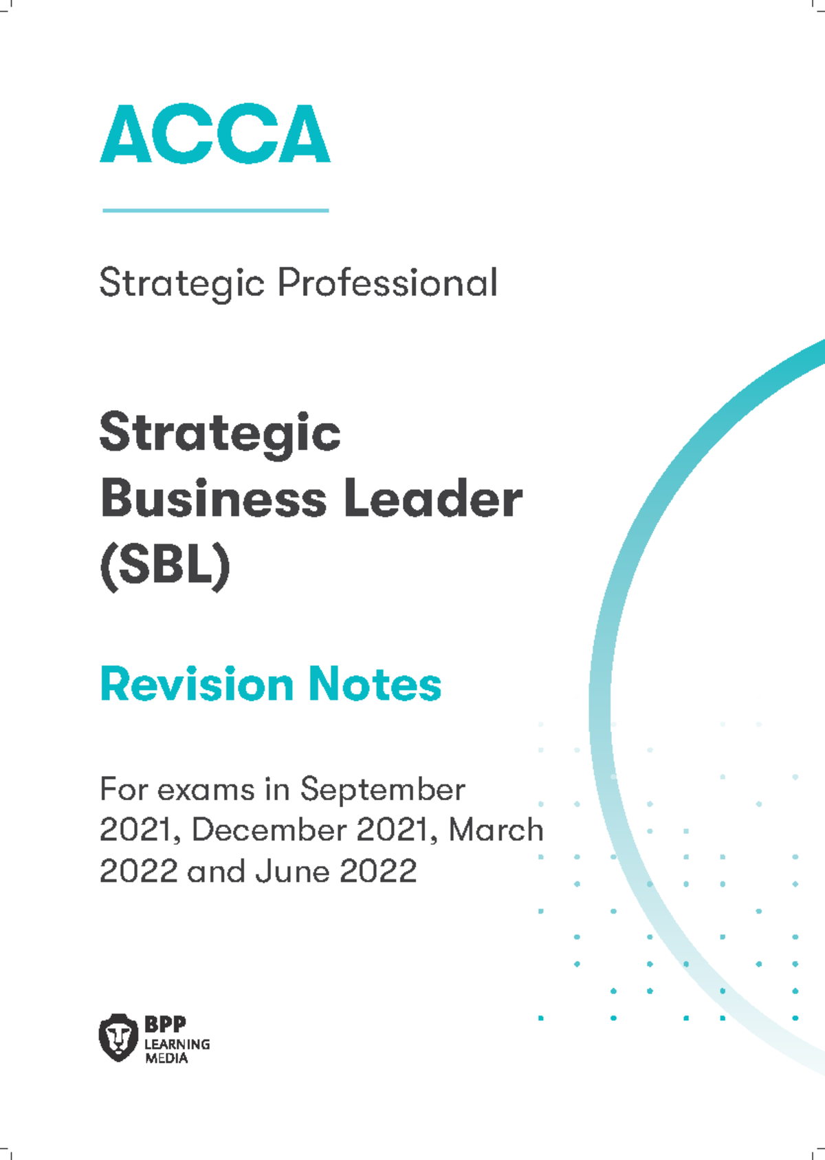 ACCA SBL - Strategic Business Leader Revision Notes for Exam ...