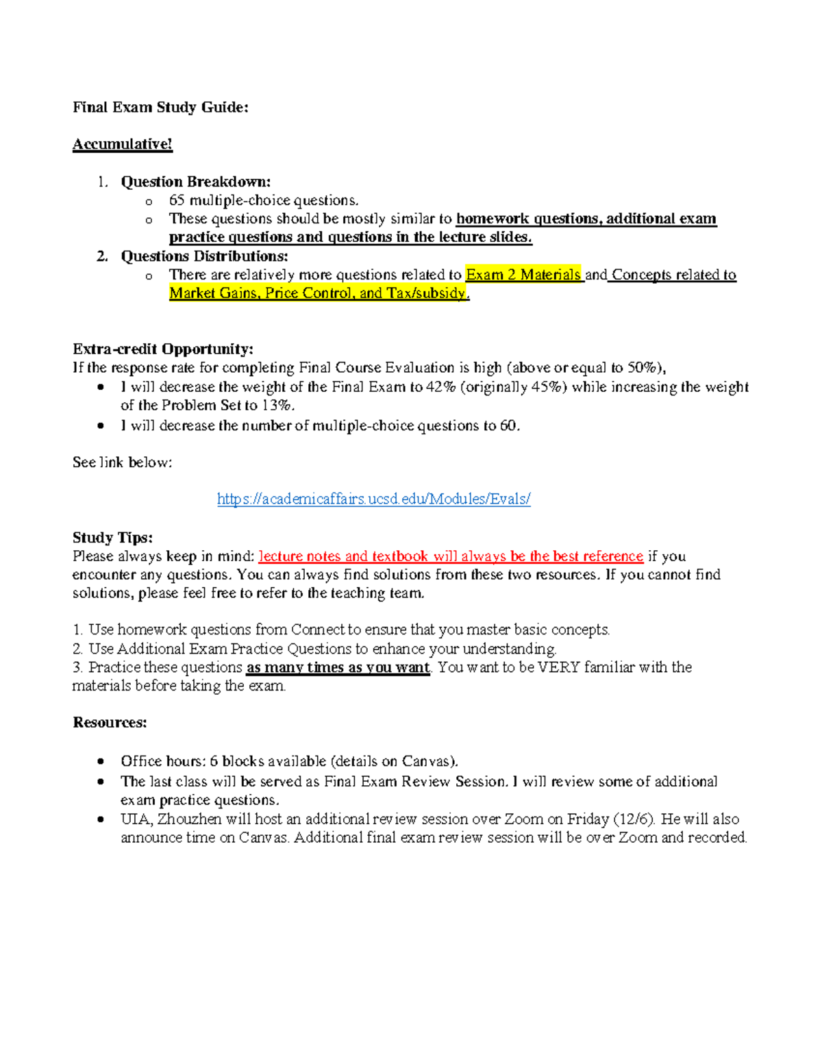 Final Exam Study Guide (Course Code Not Specified) - Studocu