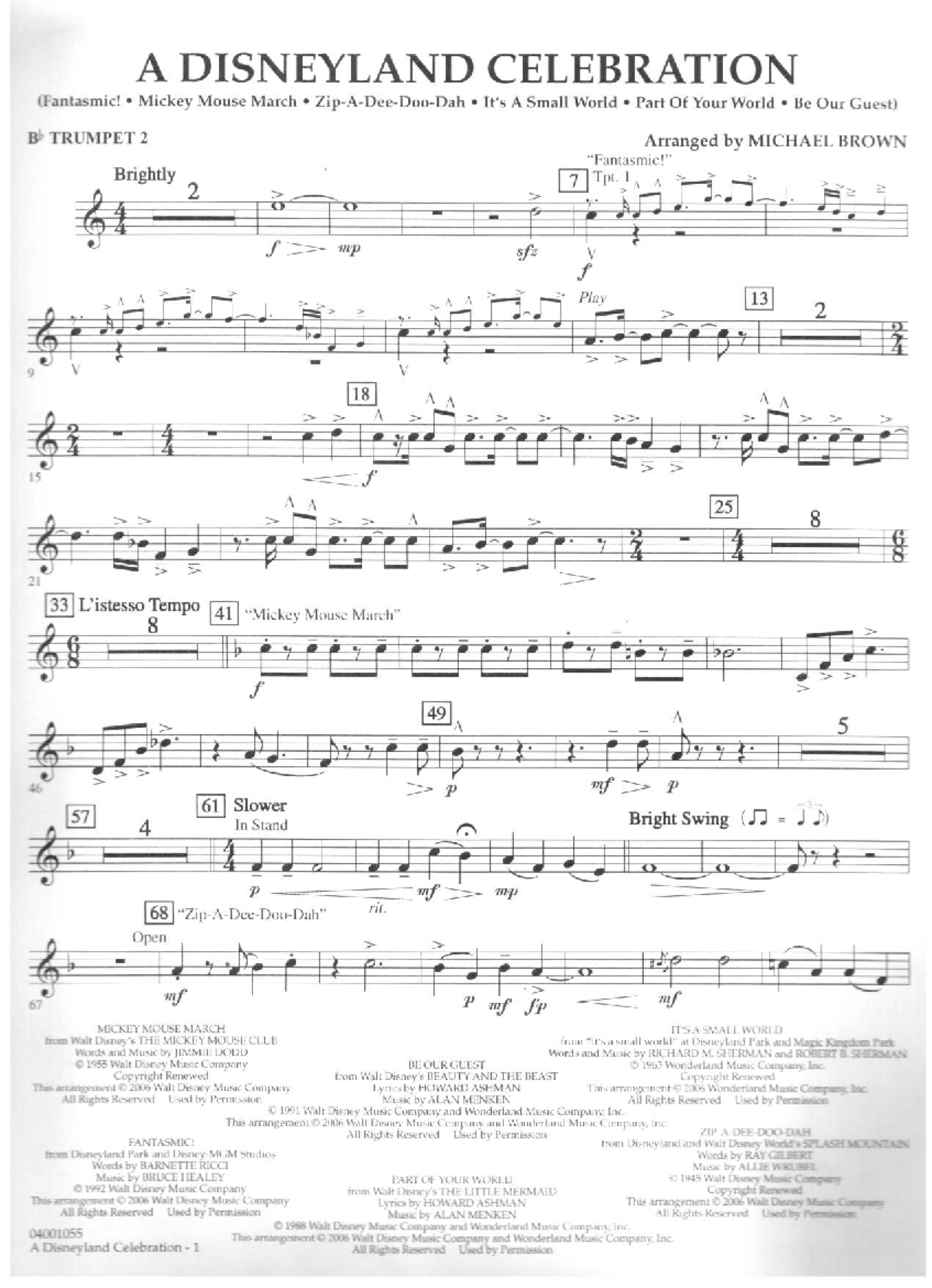 A DISNEYLAND CELEBRATION FANTASMIC! & MICKEY MOUSE MARCH (B TRUMPET