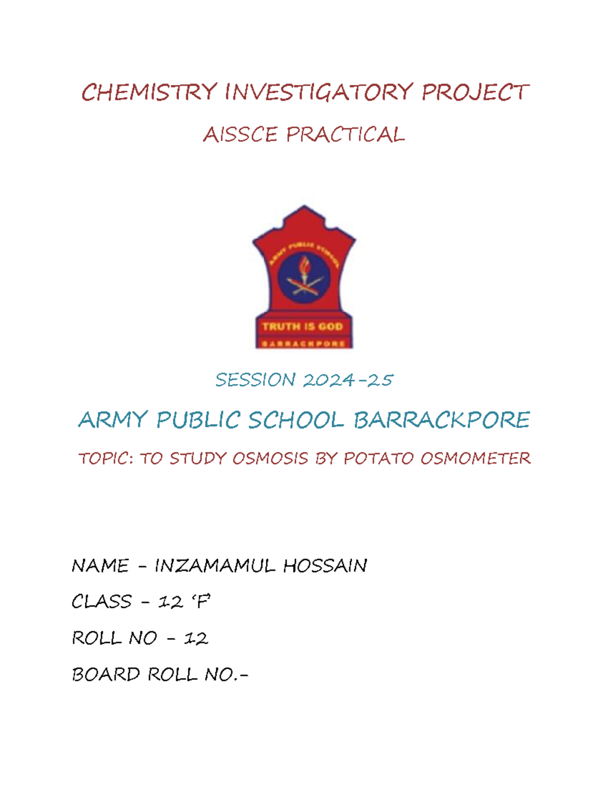 Chemistry Investigatory Project 2 - CHEMISTRY INVESTIGATORY PROJECT ...