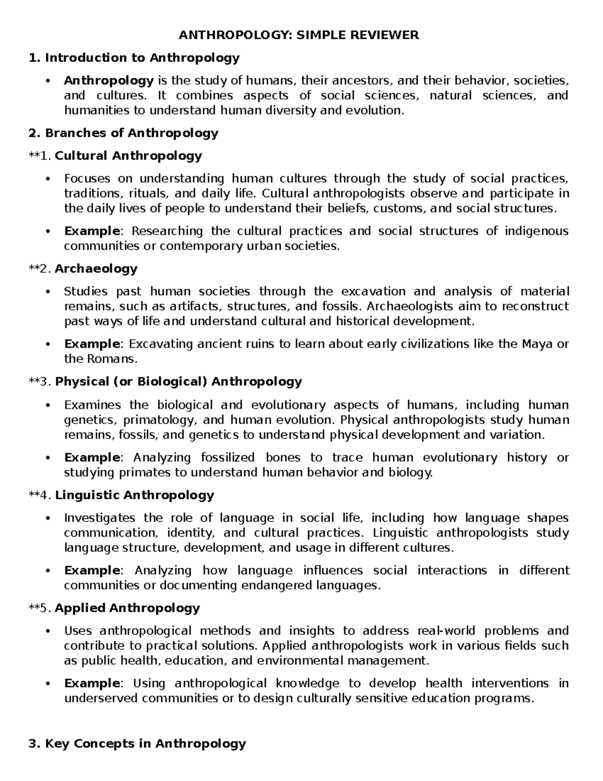 ANTH 101 - Simple Review Notes for Anthropology Lecture - Studocu