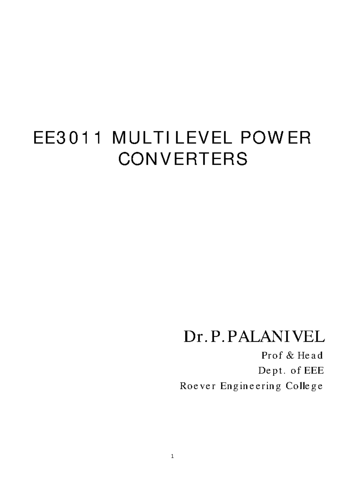EE3011 MULTILEVEL POWER CONVERTERS - Comprehensive Study Notes - Studocu