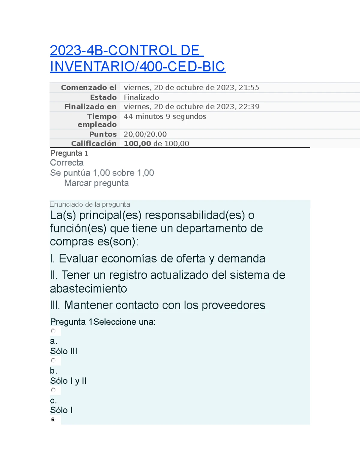 Prueba 1: Control de Inventario y Factores Decisivos en Compras - Studocu