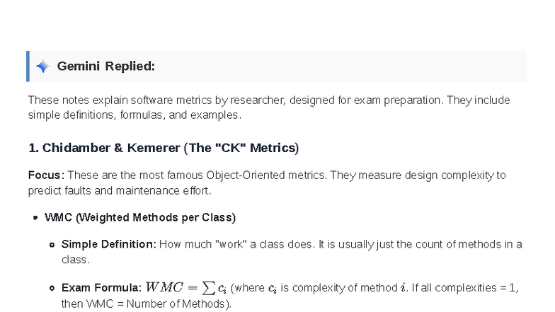 SQM Metrics: Software Metrics for Exam Prep and Understanding - Studocu