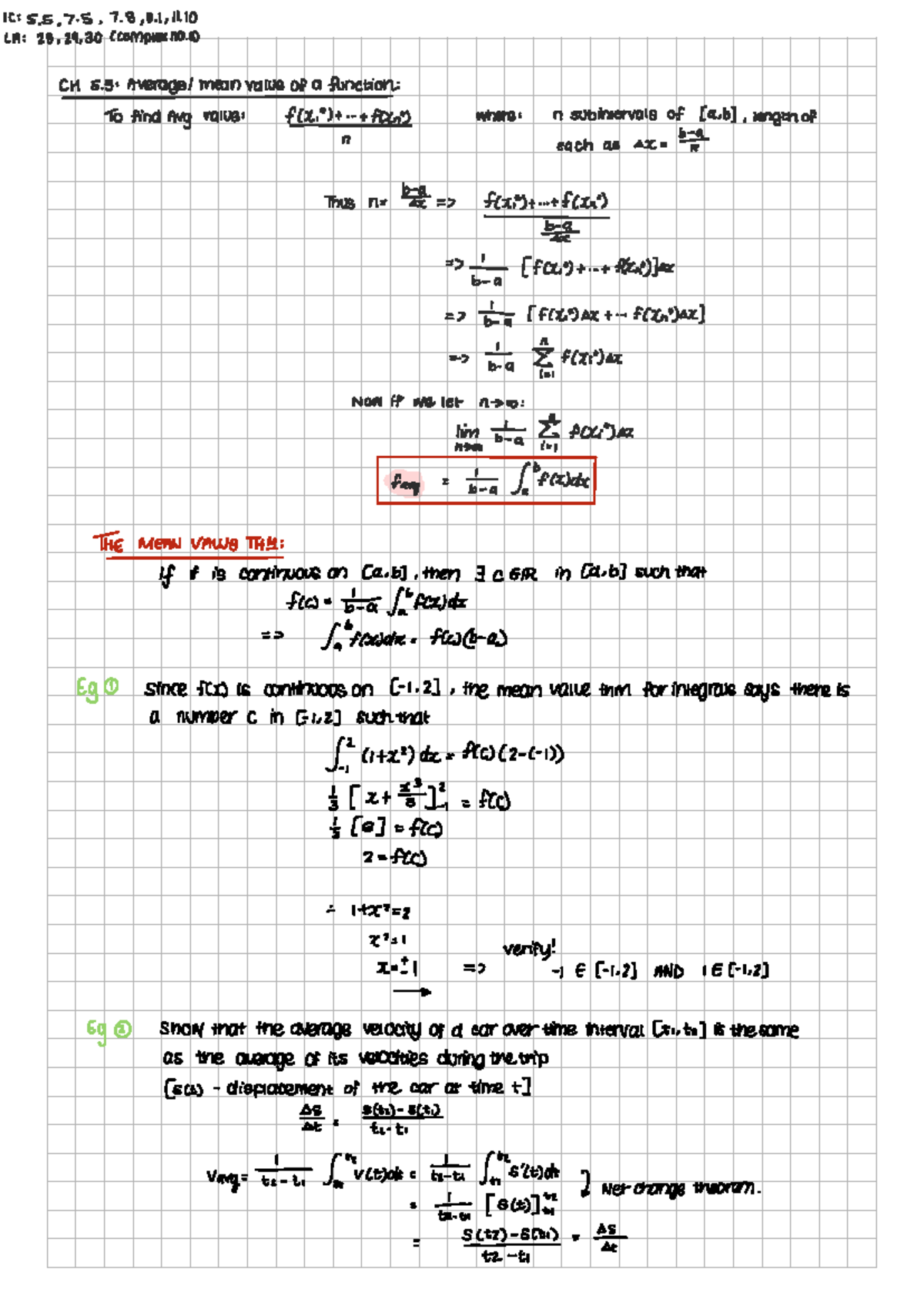 IC: Math Integral Calculus - Average Value & Improper Integrals - Studocu