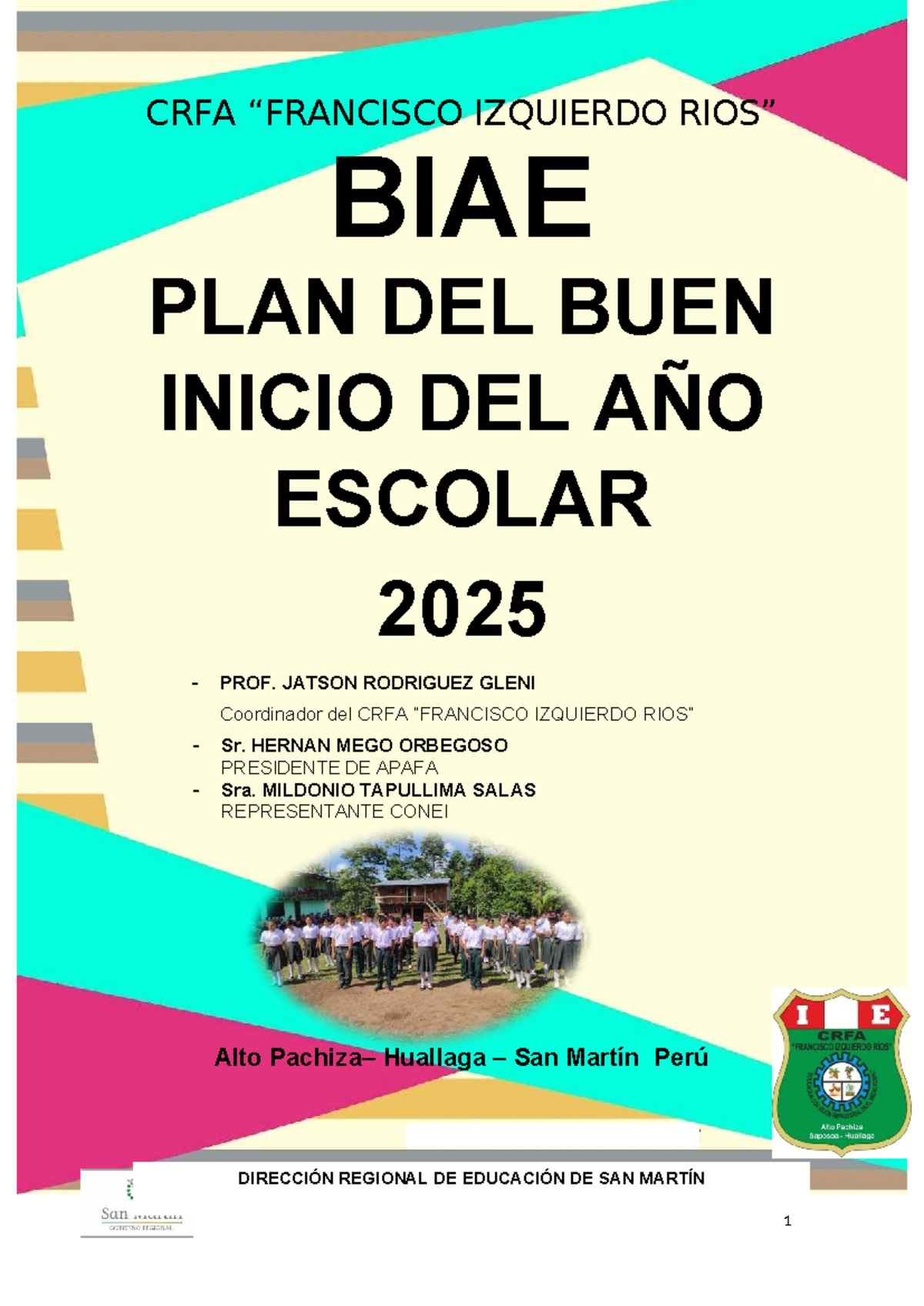 Plan de Buen Inicio del Año Escolar 2025 - CRFA Izquierdo - Studocu