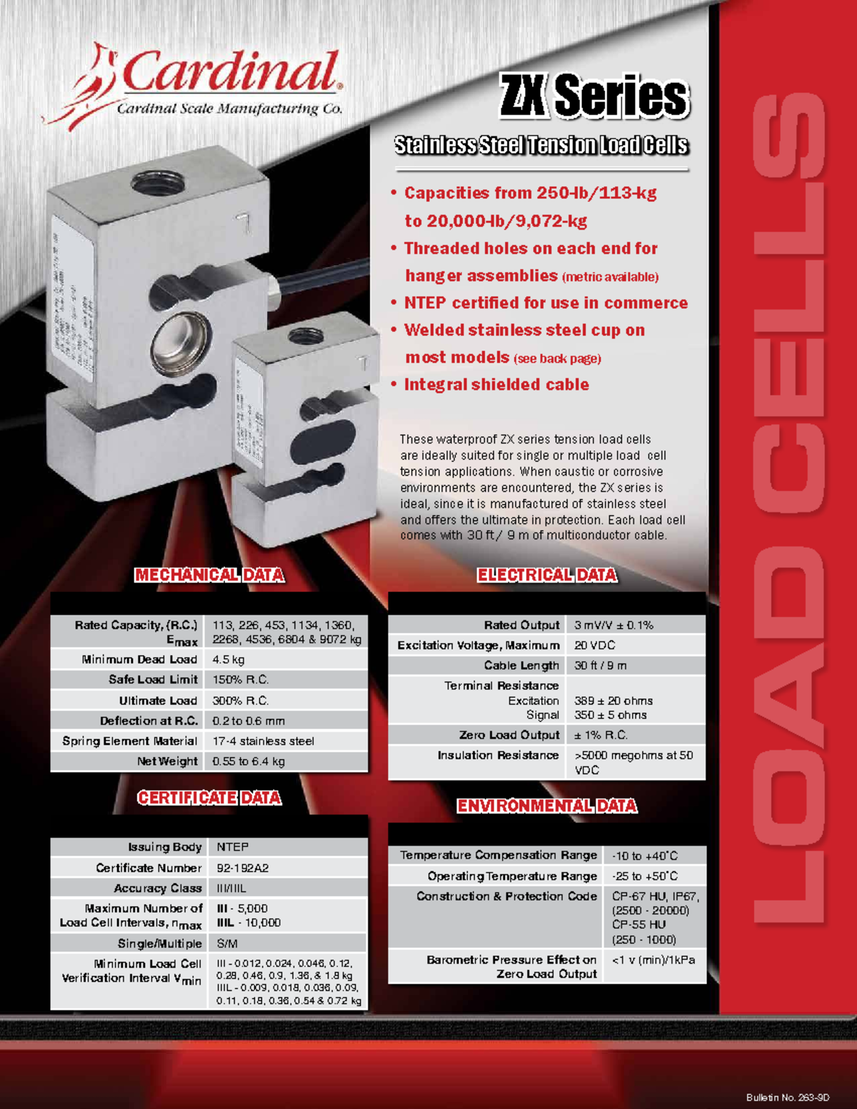 ZX Series Stainless Steel Load Cells: Technical Specifications & Data ...