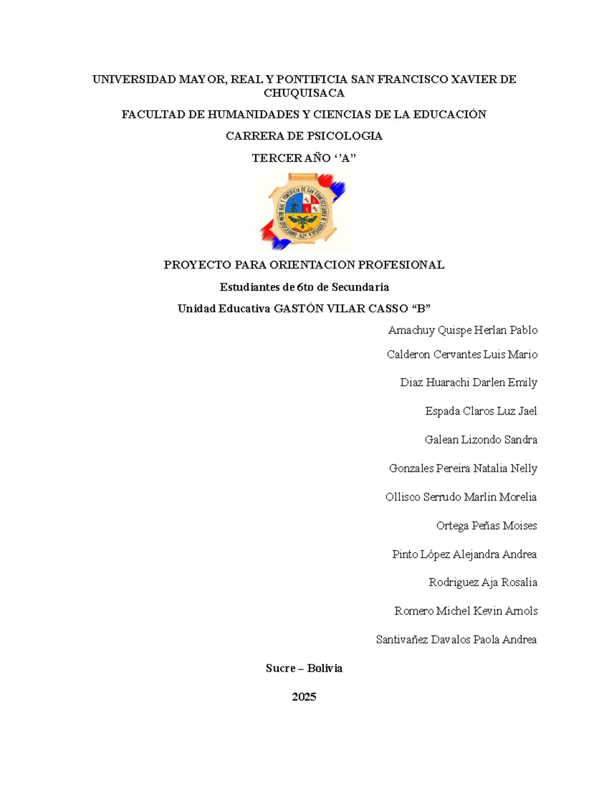 Proyecto de Orientación Profesional para Estudiantes de 6to Secundaria - U.E. - Document Preview
