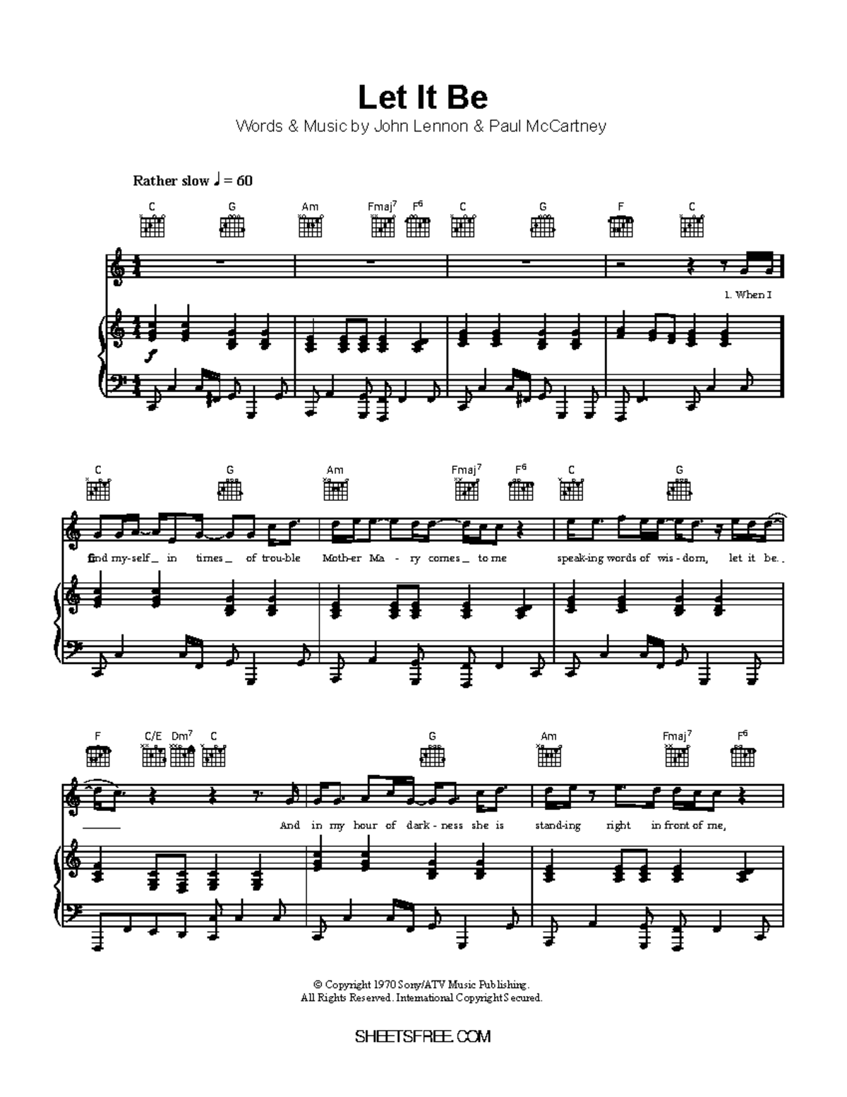 The Beatles - Let It Be - Piano and Voice Sheet Music - Studocu