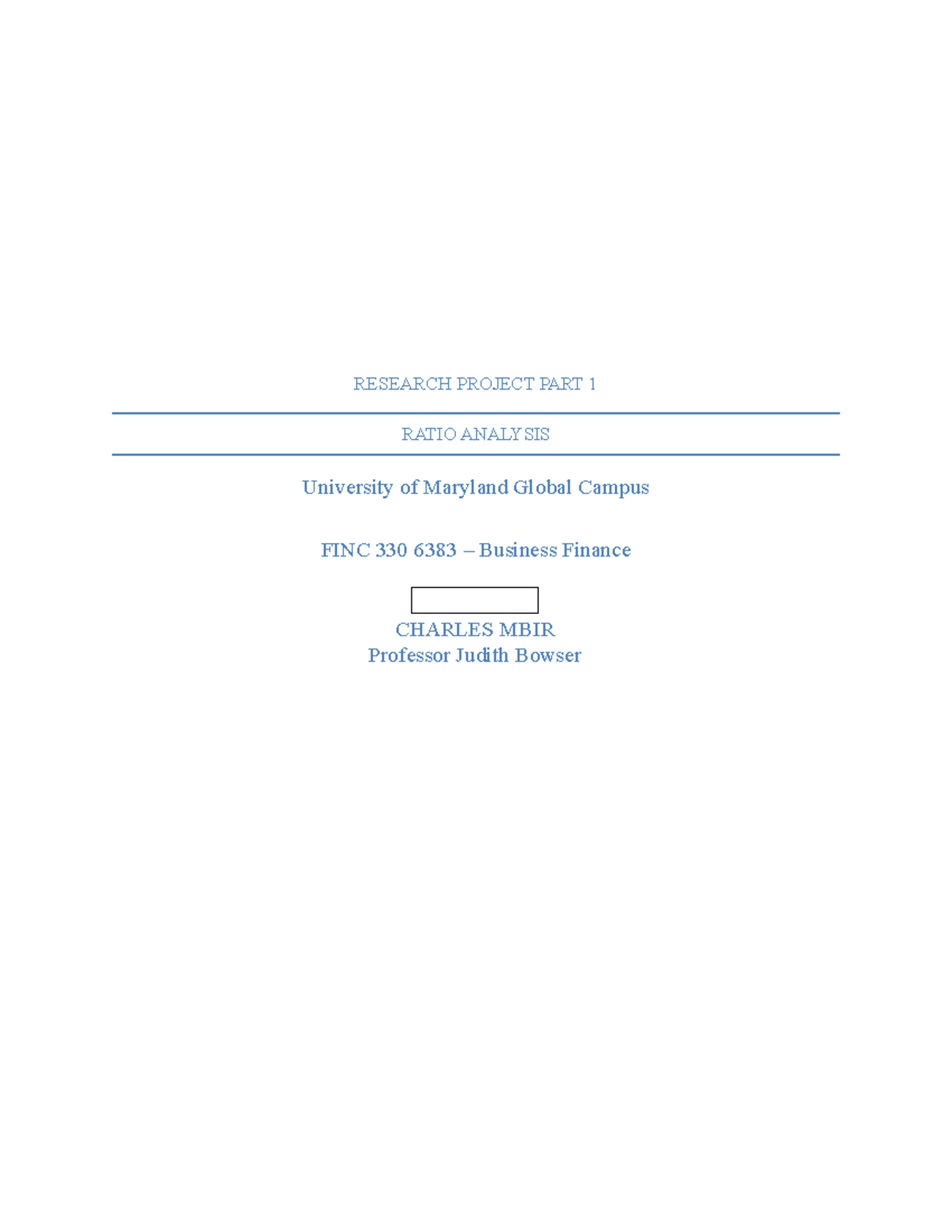 FINC 330 6383: Ratio Analysis of The Walt Disney Company - Project Part ...