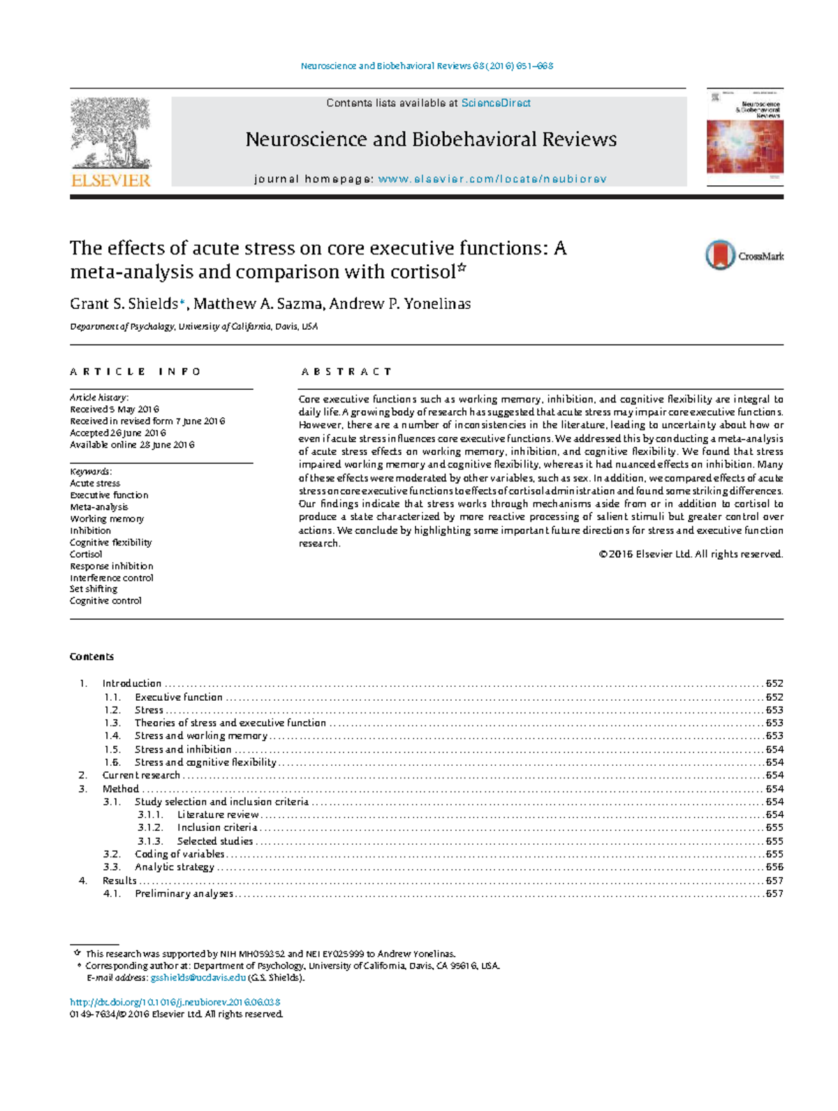 The Effects of Acute Stress on Executive Functions: Insights from ...