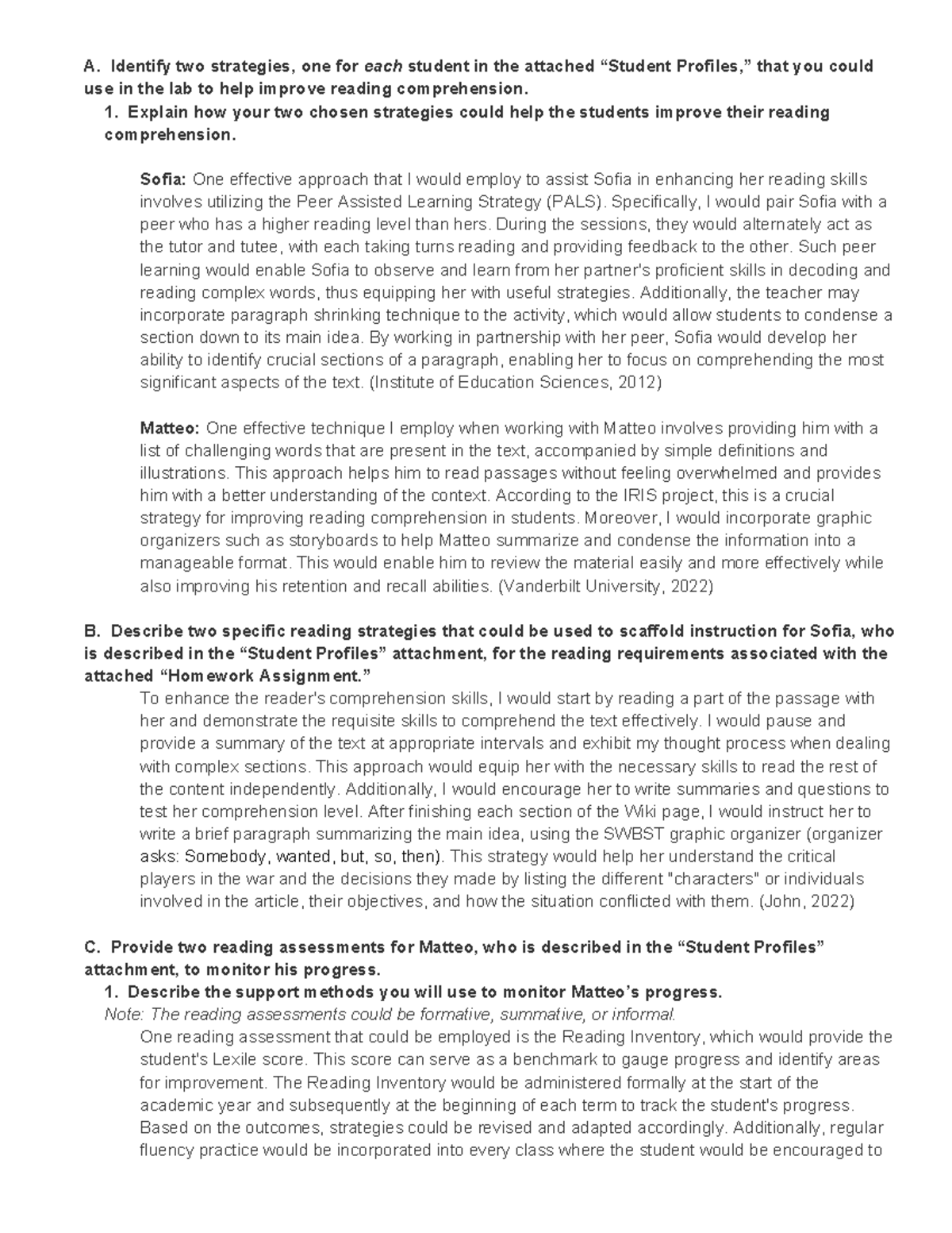 Task 2 D163 - Strategies for Improving Reading Comprehension - Studocu