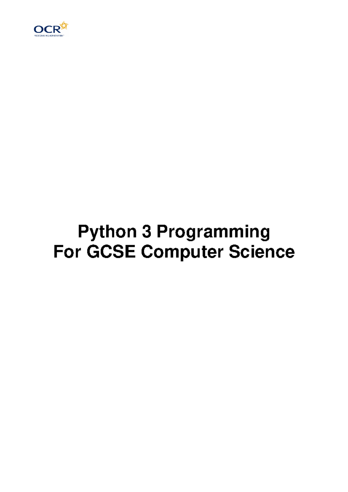 GCSE CS Python 3 Programming Worksheets - Concepts & Exercises - Studocu