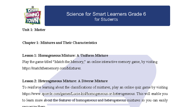 Science for Smart Learners Grade 6: Unit 1 & 2 Overview and Activities ...
