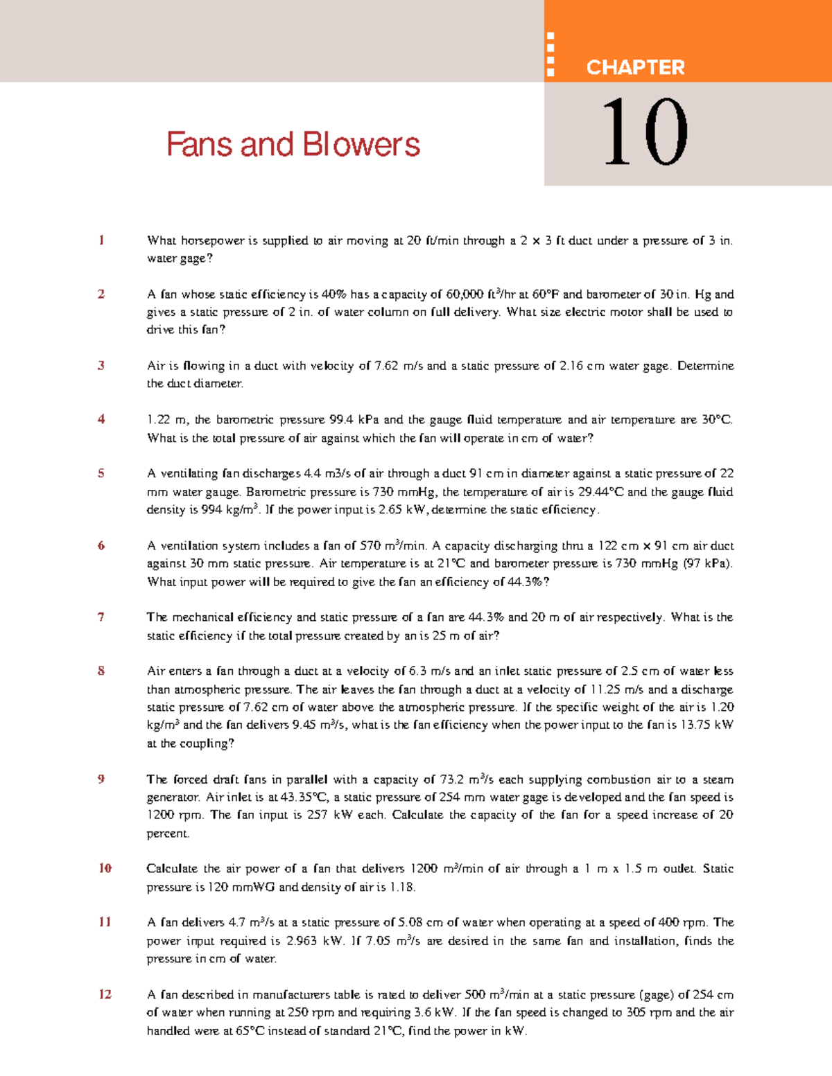 Sample Problems on Fans and Blowers (ENGR 101) - Studocu