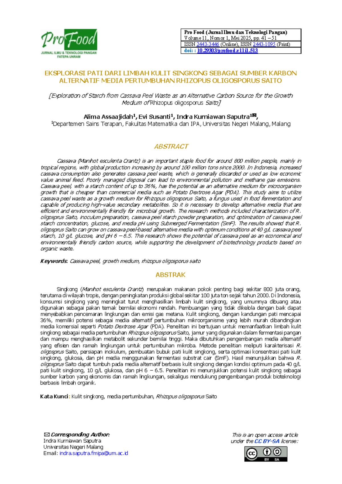 Eksplorasi Pati Kulit Singkong sebagai Sumber Karbon untuk R. oligosporus - Document Preview
