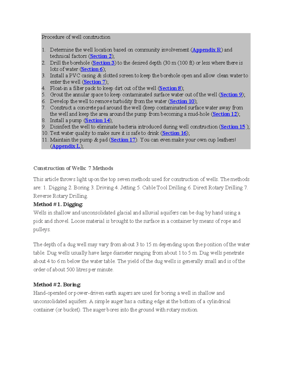 Well Construction Procedures: Methods and Maintenance Guidelines - Studocu