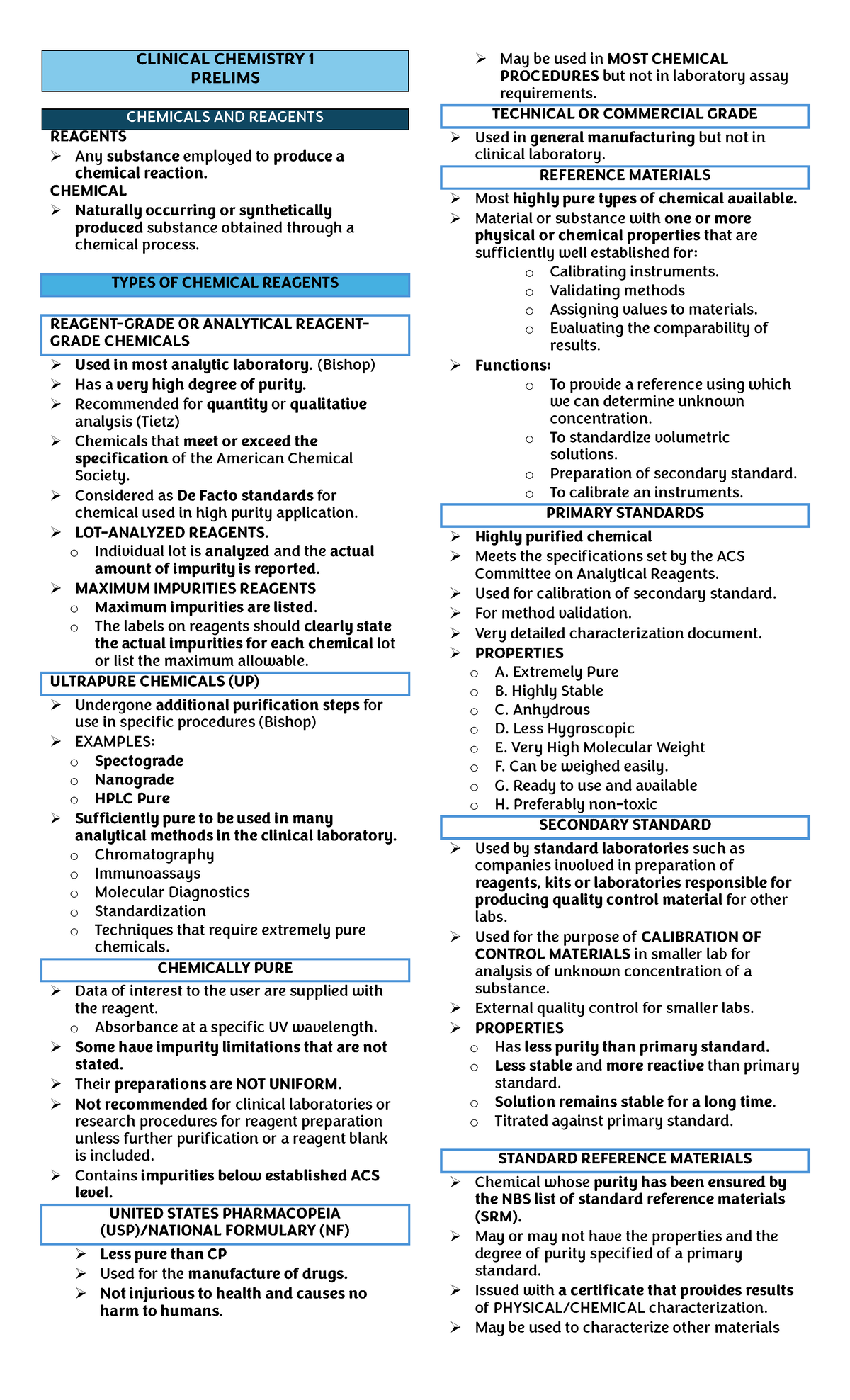 CCHM1 Prelims - Comprehensive Clinical Chemistry Notes - Studocu