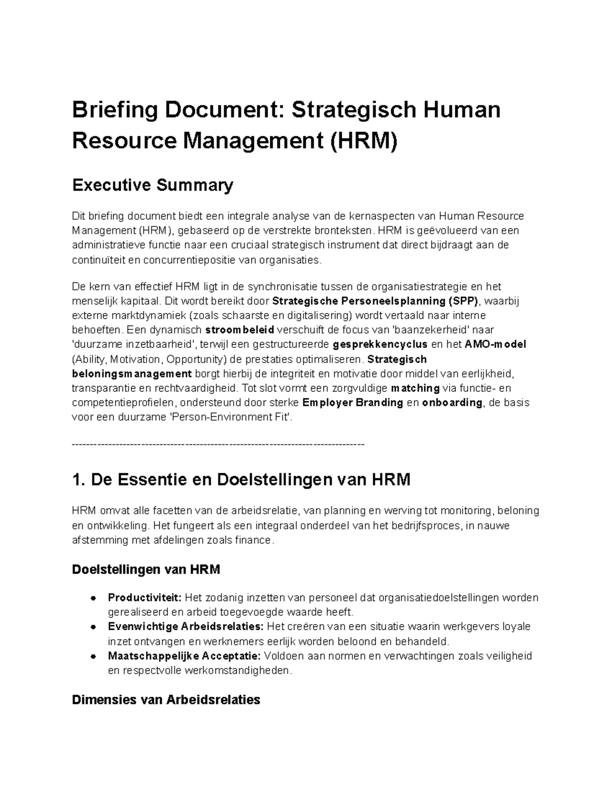 HRM 101: Samenvatting van Strategisch Human Resource Management - Studocu