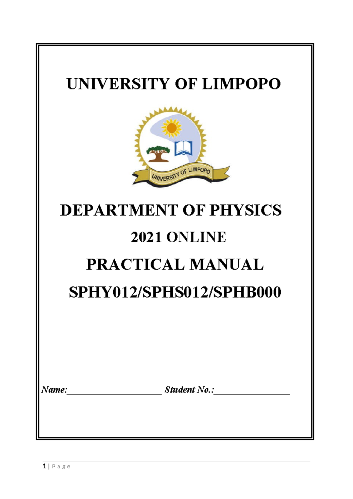 SPHS012 and SPHY012 3RD Quarter Practical Manual - UNIVERSITY OF ...