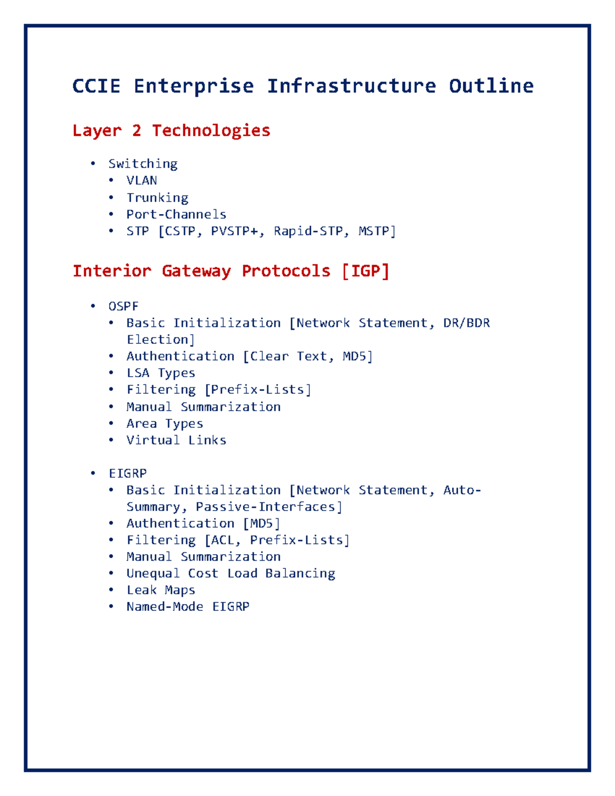 CCIE EI Outline - ccie - CCIE Enterprise Infrastructure Outline Layer 2 ...