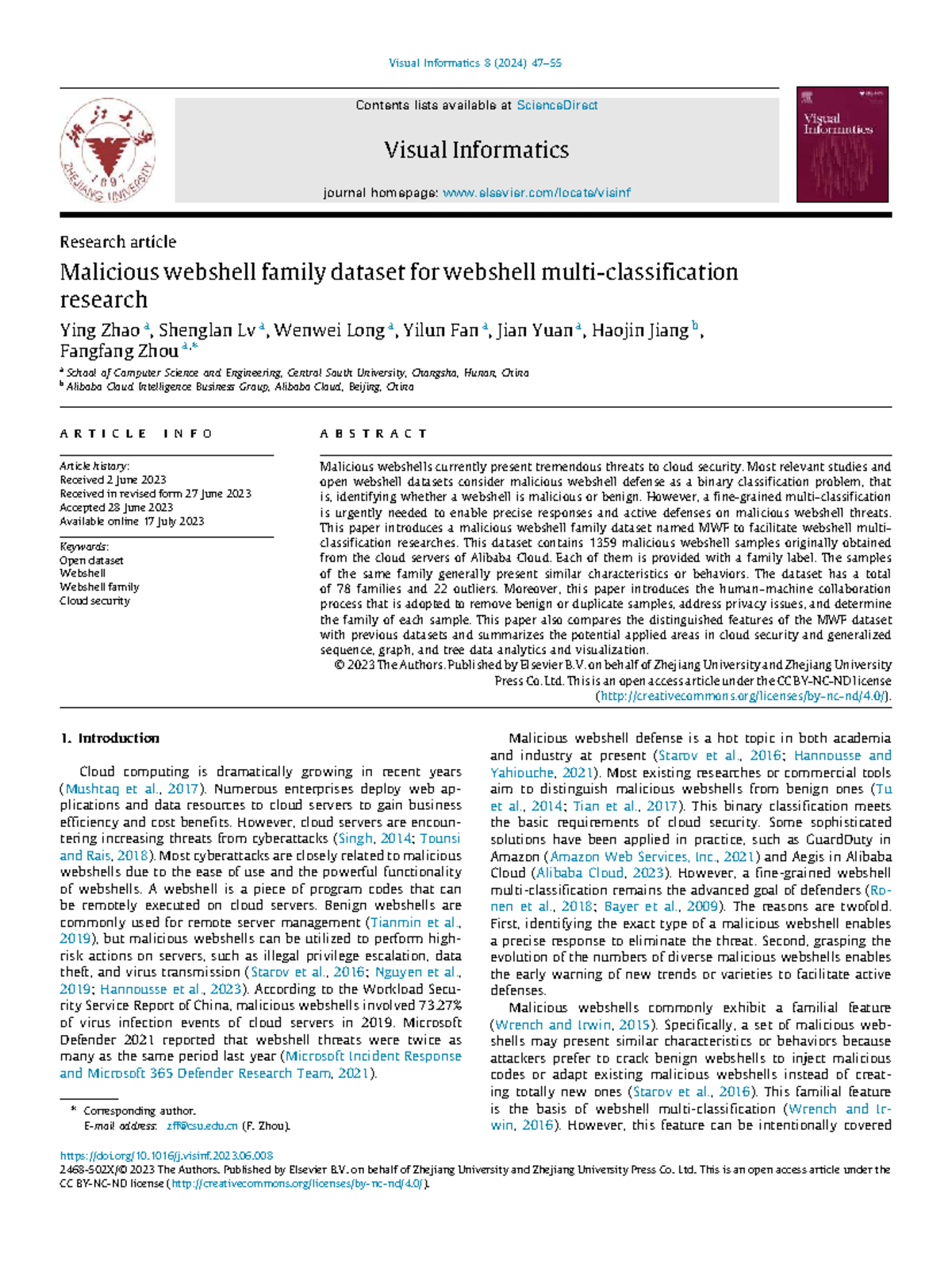 Malicious Webshell Family Dataset for Cloud Security Research (VIS 8 ...