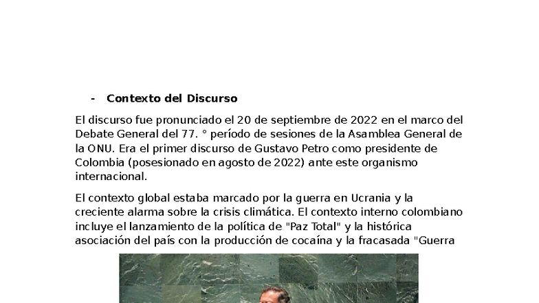 Análisis del Discurso de Gustavo Petro en la ONU - 77° Asamblea General ...