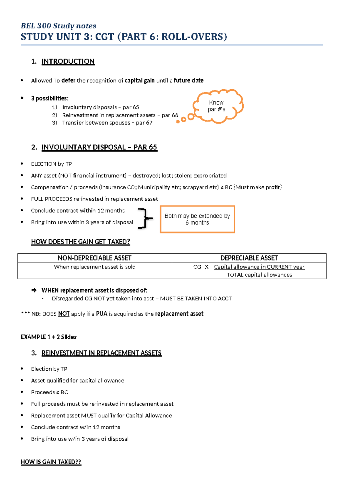 BEL 300 Study Notes: CGT Part 6 - Involuntary Disposals & Reinvestment ...
