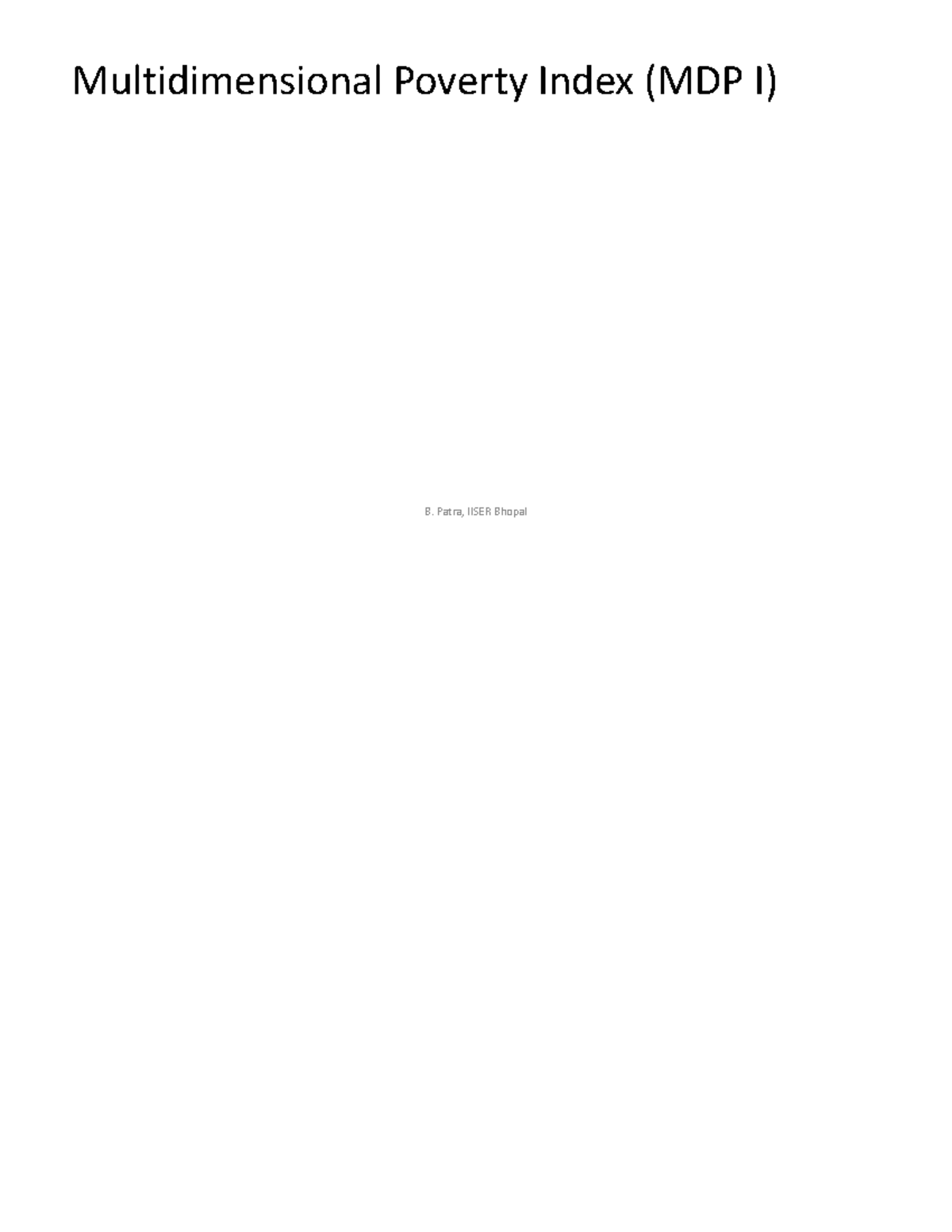 Indian Eco 14 - Notes - Indian Economics - Multidimensional Poverty ...