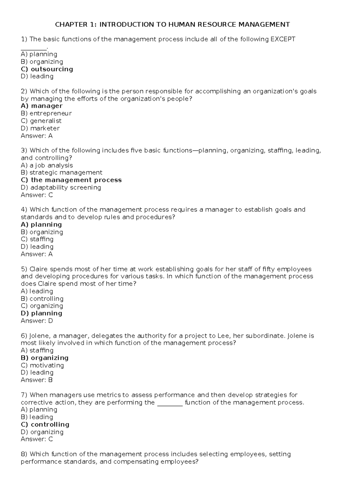 Chapter 1 (TN) - Human Resource Management Overview and Concepts - Studocu