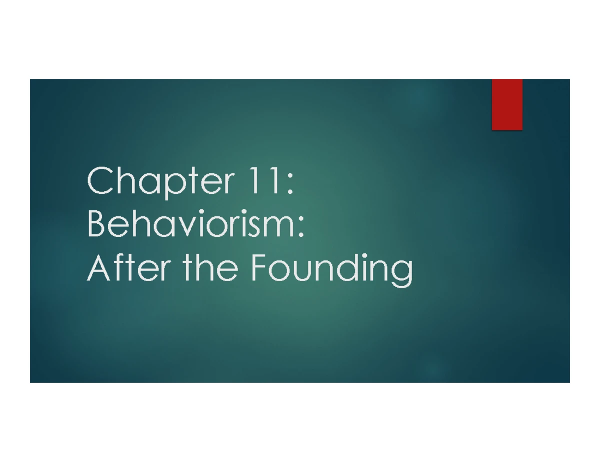 Behaviorism: The Life and Impact of John B. Watson (PSY 101) - Chapter ...