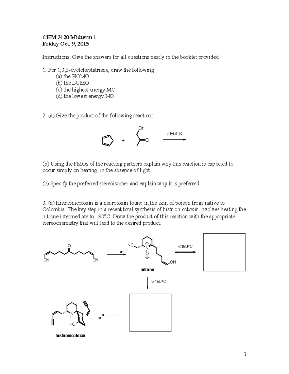 CHM 3120 Midterm 1 Questions & Answers – Nov 2015 Exam Review - Studocu