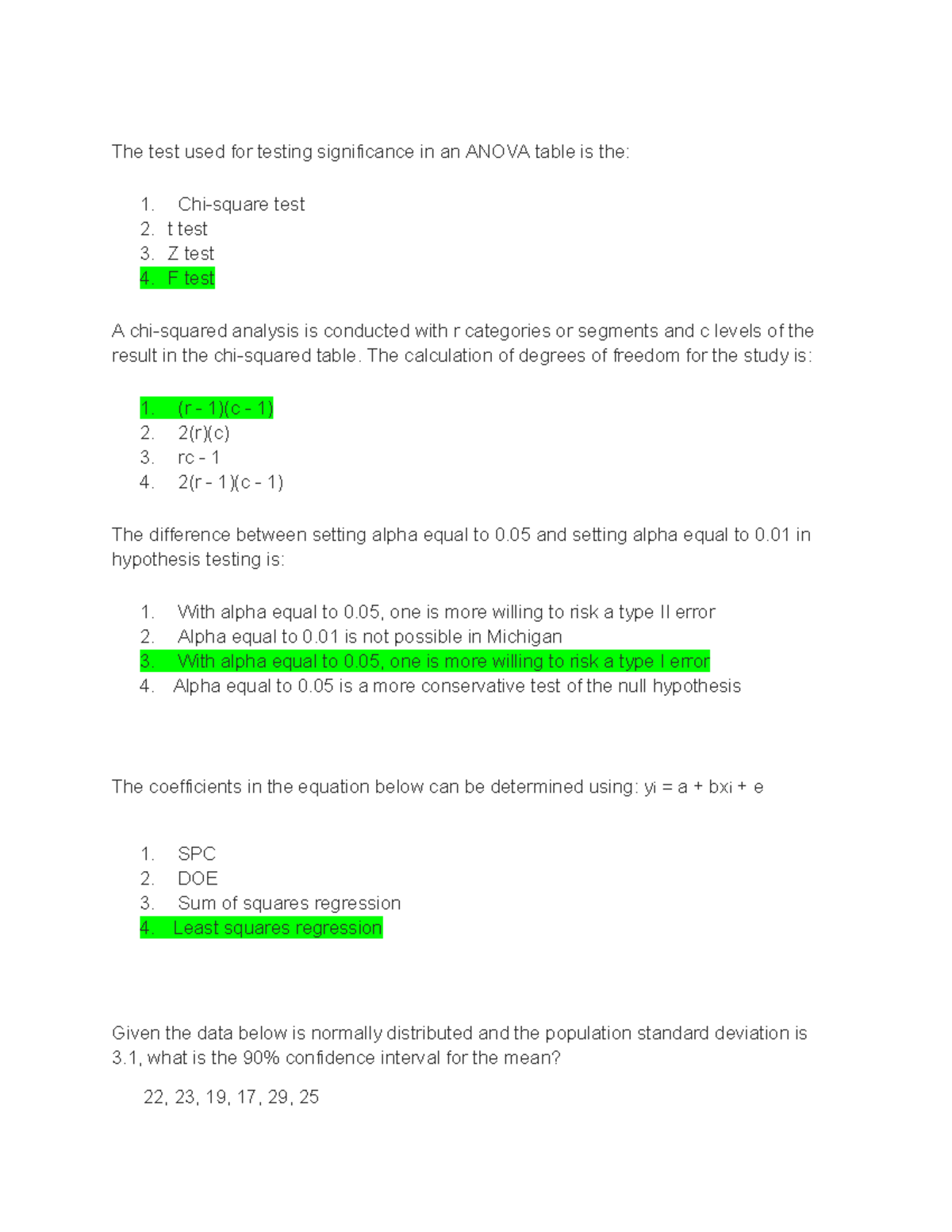 Exam 1 Questions - Statistical Hypothesis Testing - Course Code SPC ...