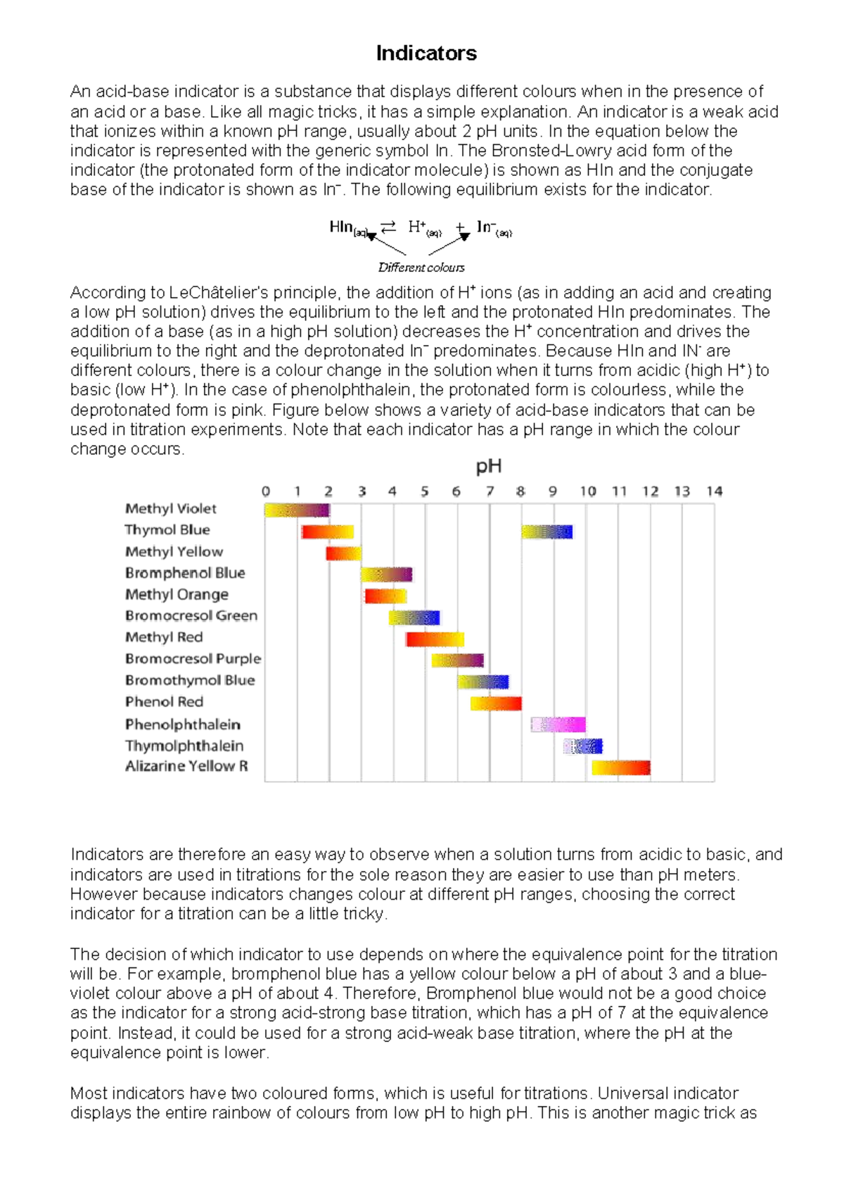 Indicators in Acid-Base Reactions: A Comprehensive Guide - Studocu