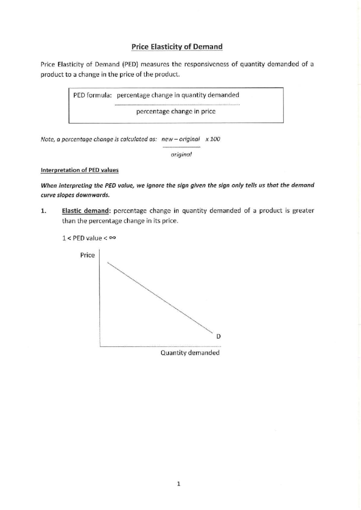 PED (Price Elasticity of Demand) Overview and Key Concepts - Studocu