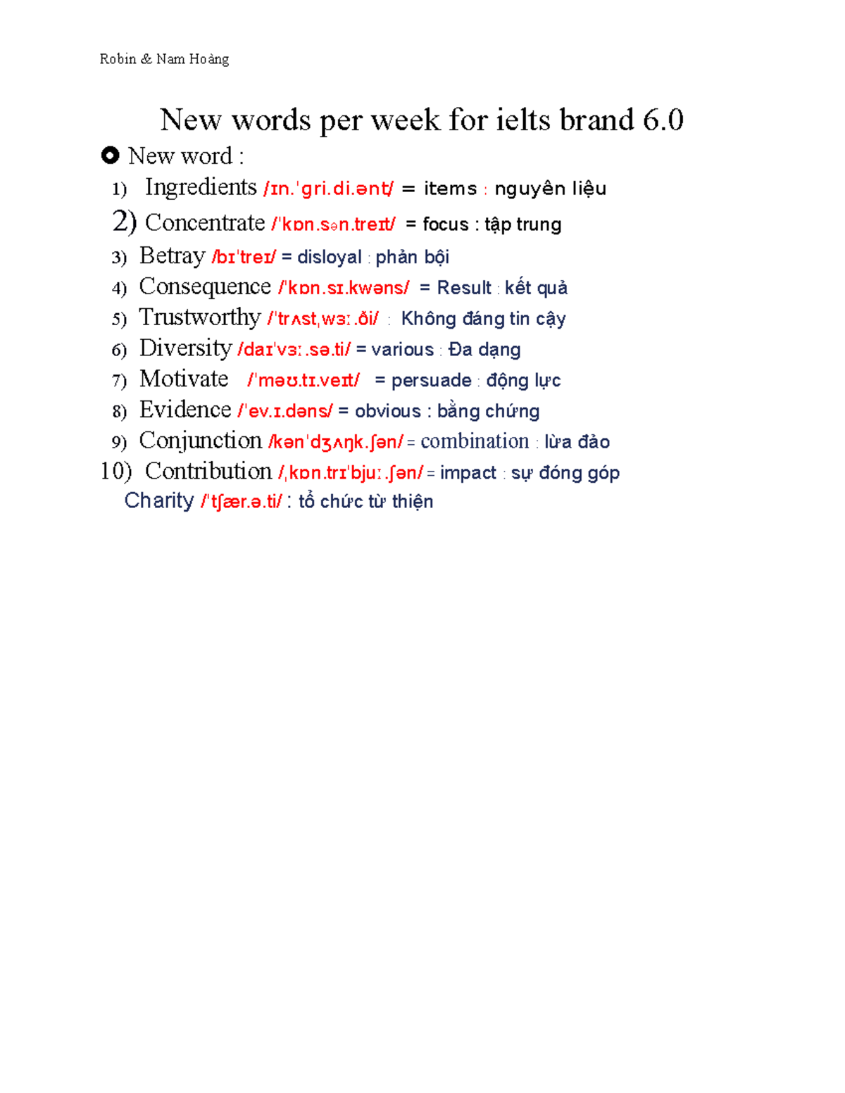 New Vocabulary Weekly for IELTS Brand 6: Essential Words List - Studocu