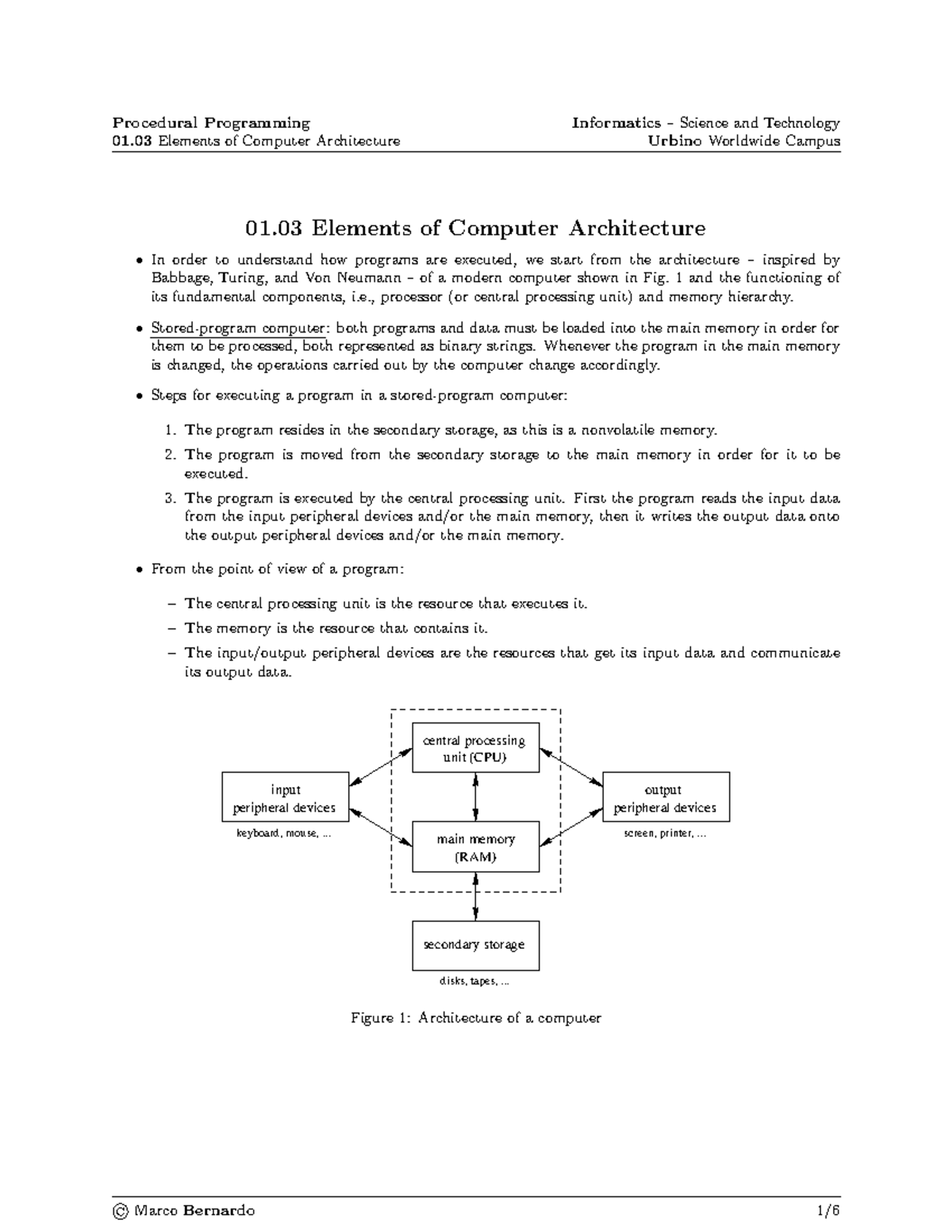 Procedural Programming 01.03 Elements of Computer Architecture ...
