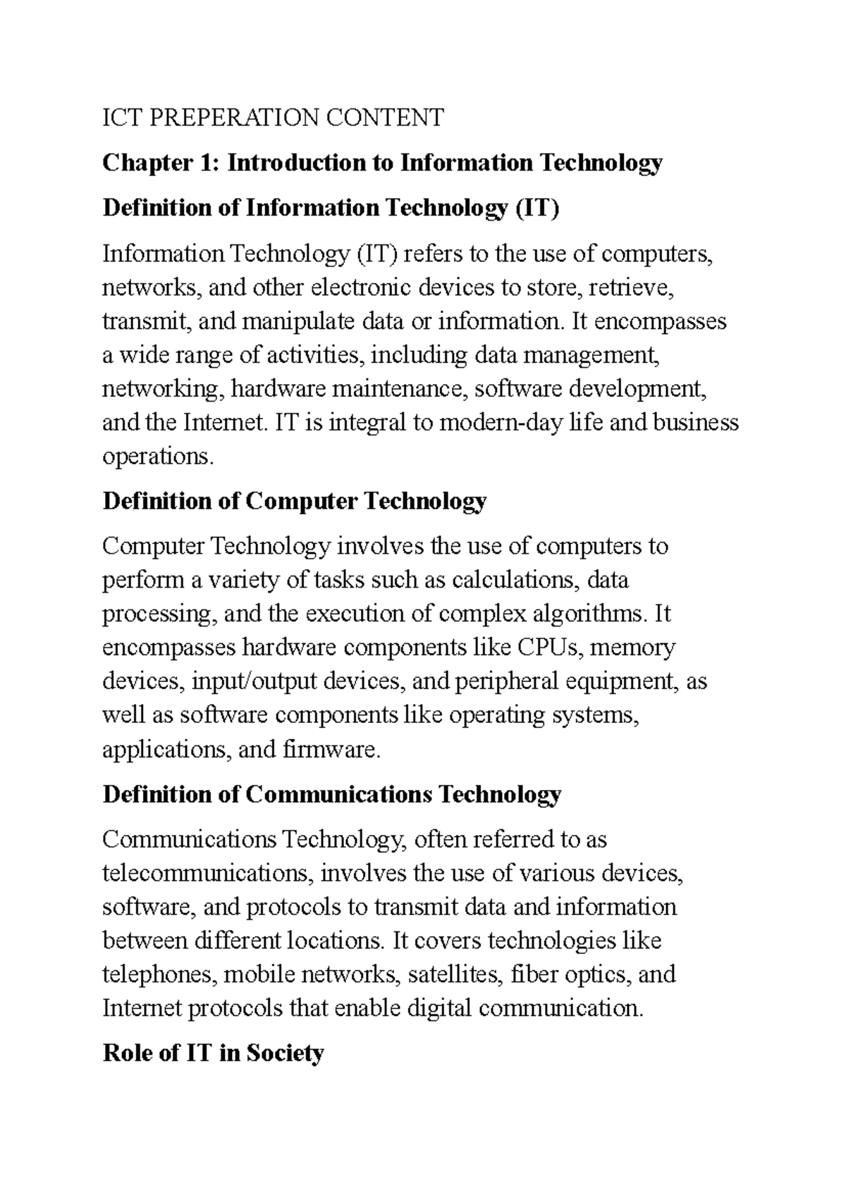 ICT Preparation Notes: Understanding Computer Architecture and Storage ...