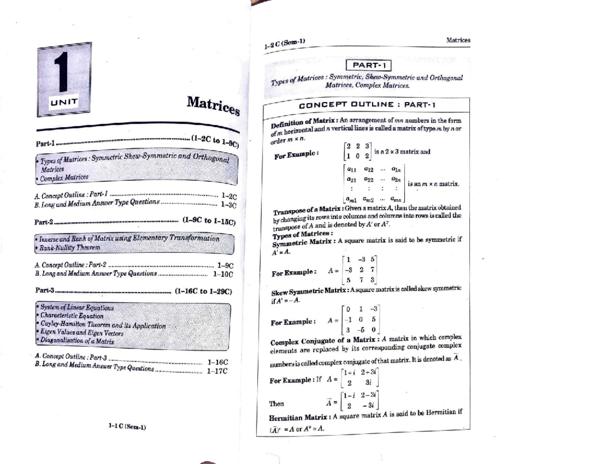 Matrices (Sem. 1) - Types, Properties, and Applications of Matrices ...