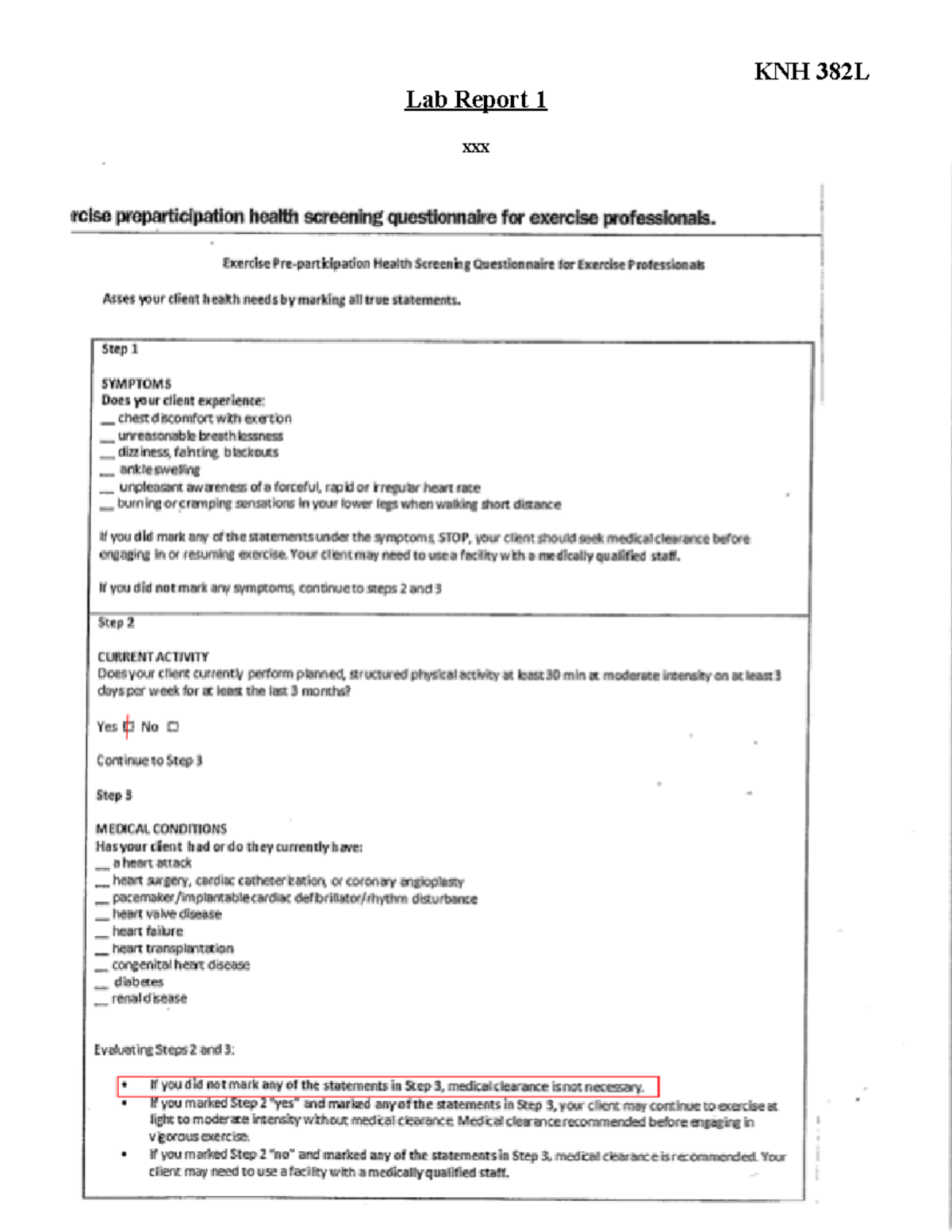Lab Report 1: CHD Risk Factors Assessment - KNH 382L - Studocu