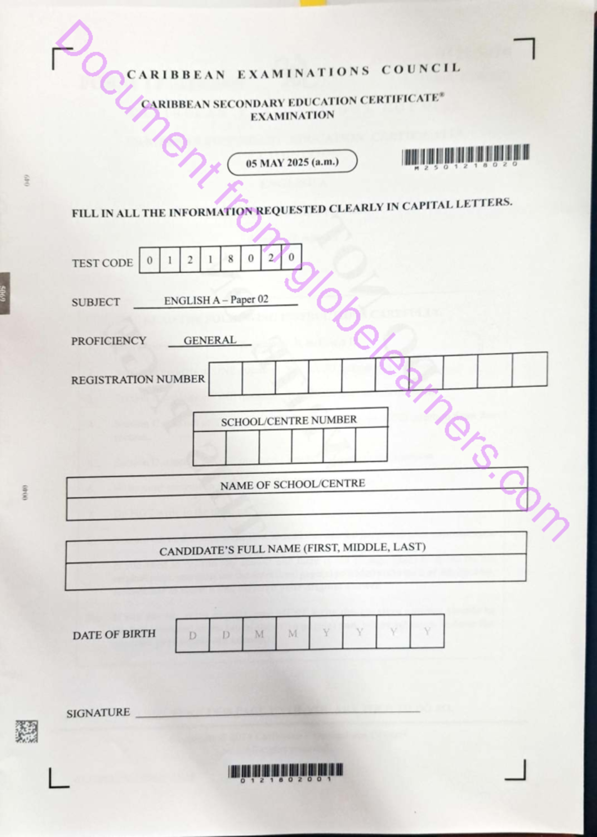 English A CSEC 2025 Examination Paper - May/June - Studocu