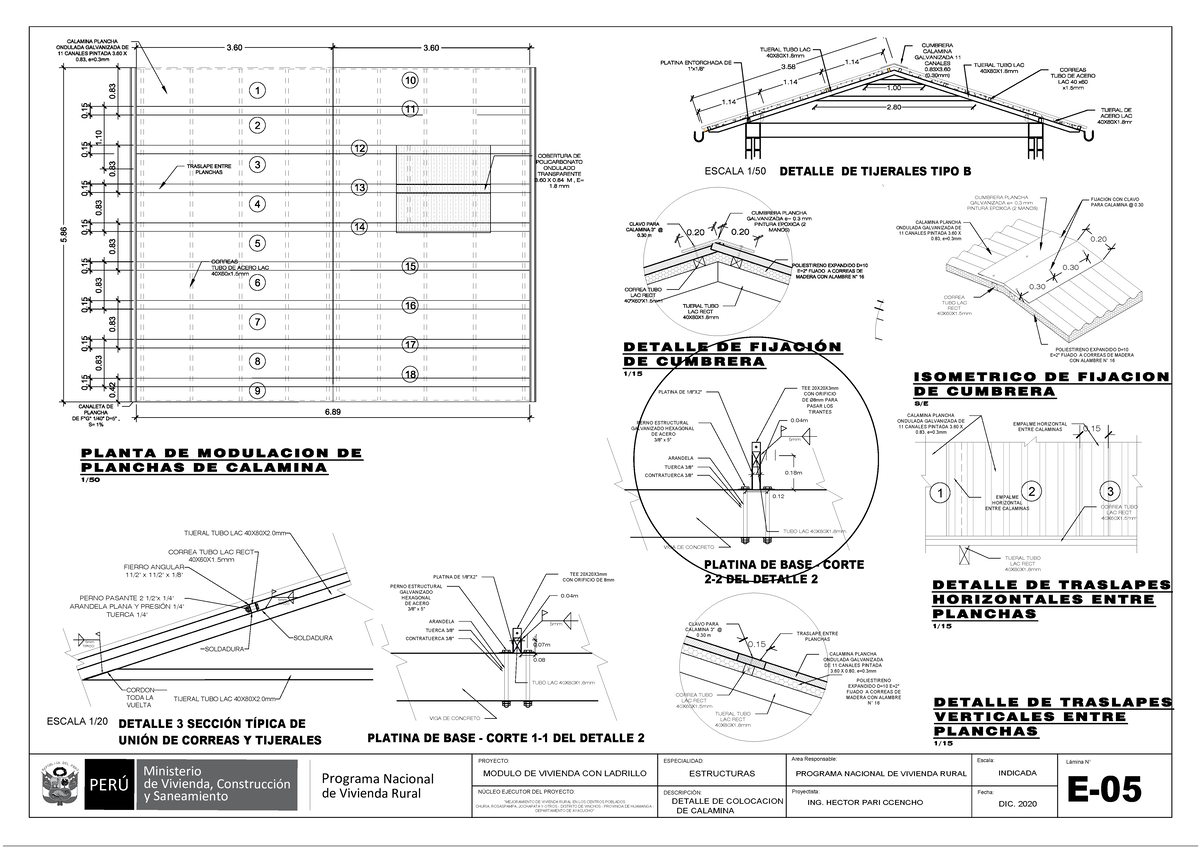 Detalle de Techo y Cobertura Modif 16 - Vivienda Rural Perú - Document Preview